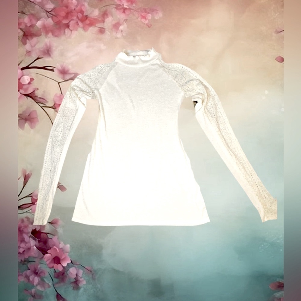 Maurices White Lace-Detail Long Sleeve Top